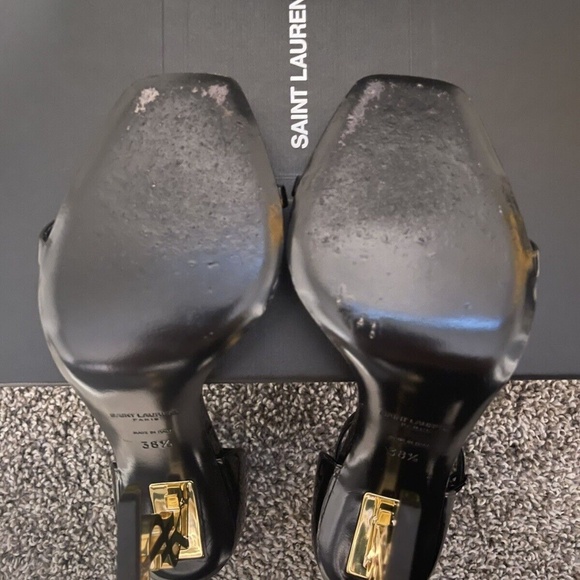 YVES SAINT LAURENT BLACK OPYUM 110 HEEL ANKLE STRAP IN PATENT LEATHER - Picture 6 of 16